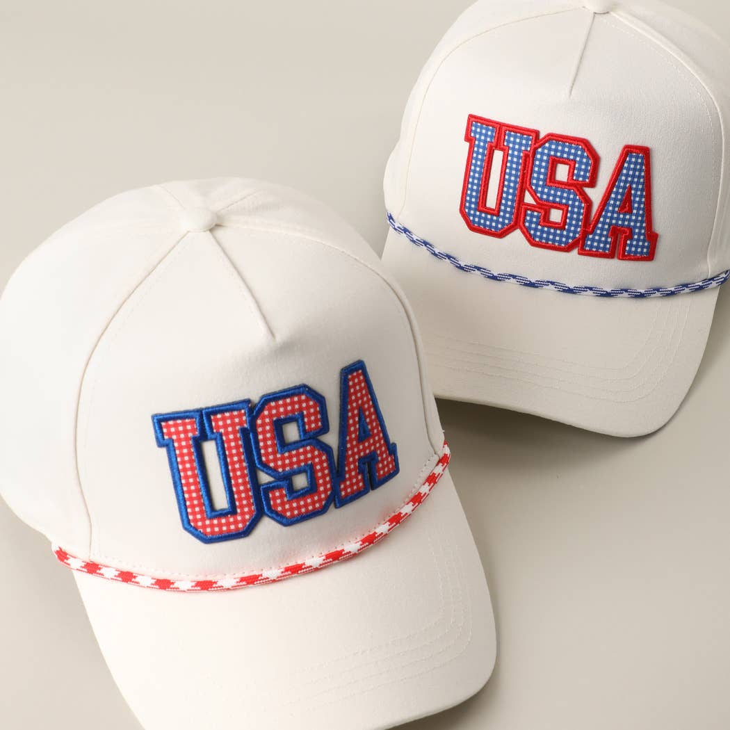 USA Patch Rope Trucker Hat: Red