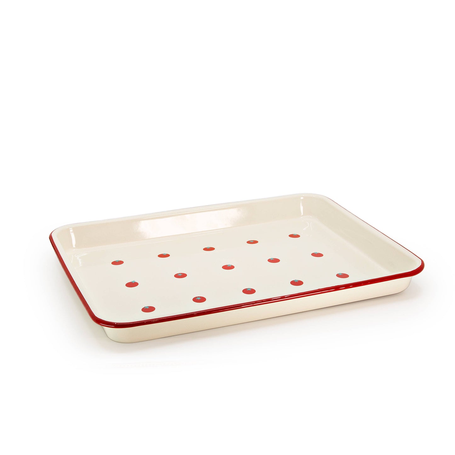 Dan Pelosi x CCH Tomato Enamelware Large Jelly Roll Tray: Red Rim