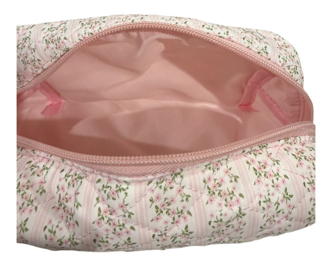 Coquette quilted makeup bag 