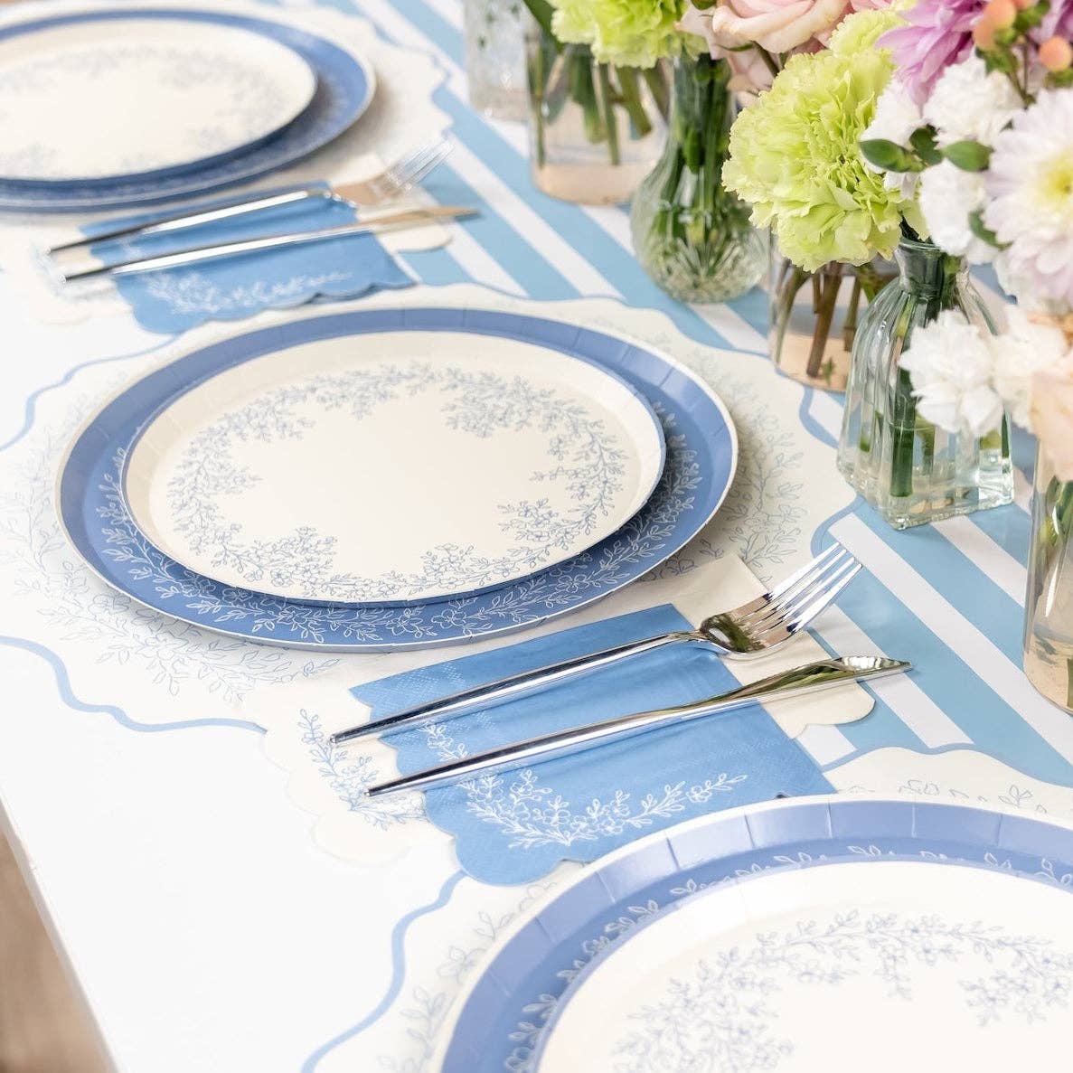 Floral Elegance Blue Beverage Napkins- Pre Order Ships January 20th