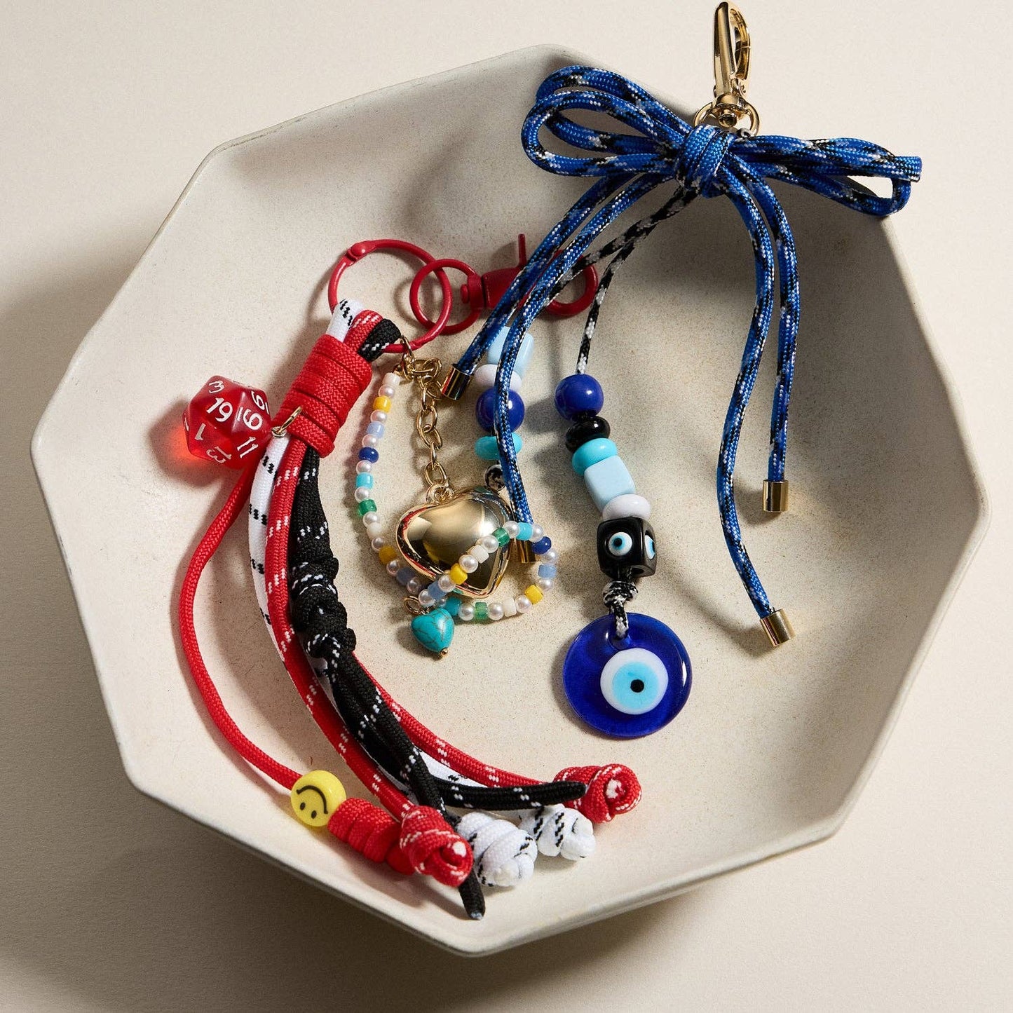 Blue Evil Eye Beaded Keychain Charm: MT / ONE