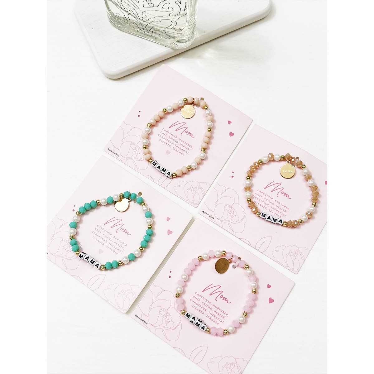 Mix Beads MAMA Inpirational Bracelet: MIX COLOR / ONE(12)