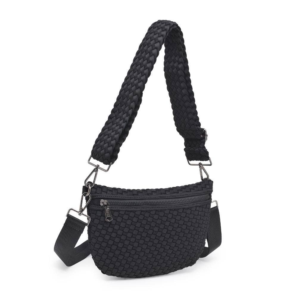 Ethereal - Woven Neoprene Crossbody: Black Nude