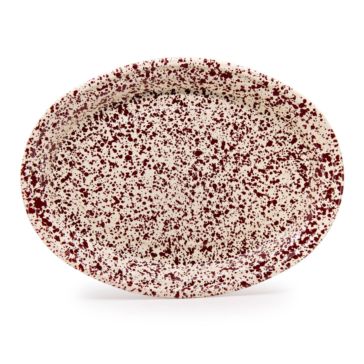 Splatter Enamelware Oval Platter: Turquoise Splatter