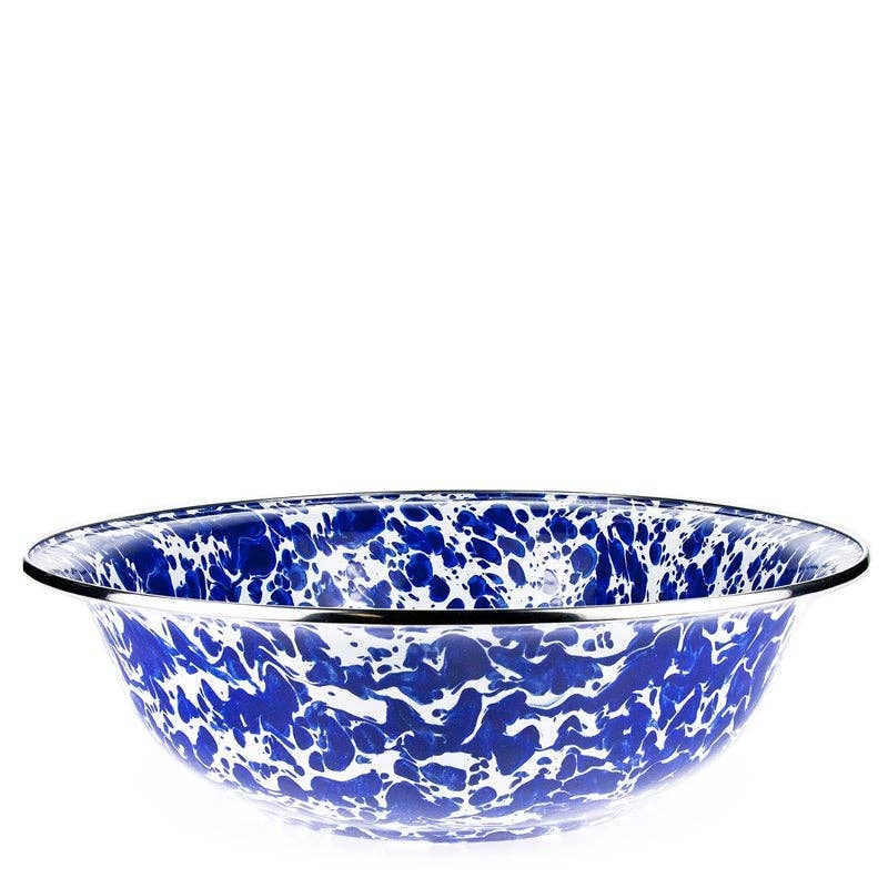 Golden Rabbit Enamelware Swirl Serving Bowl: Cobalt Swirl
