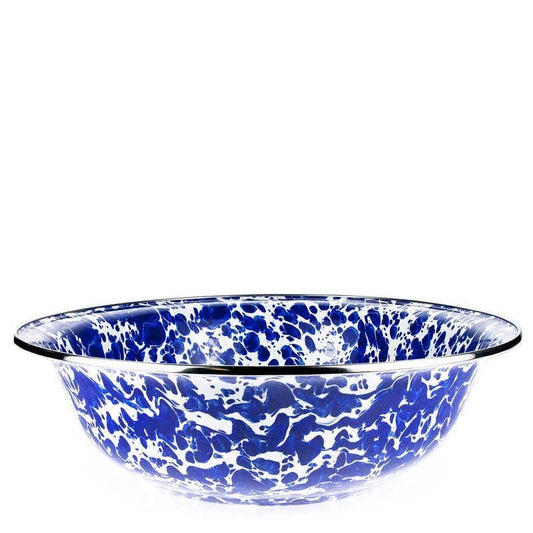 Golden Rabbit Enamelware Swirl Serving Bowl: Cobalt Swirl