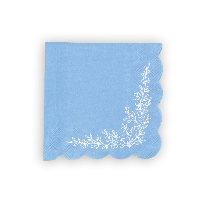 Floral Elegance Blue Beverage Napkins- Pre Order Ships January 20th