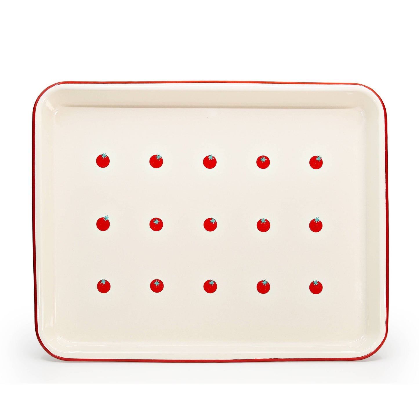 Dan Pelosi x CCH Tomato Enamelware Large Jelly Roll Tray: Red Rim