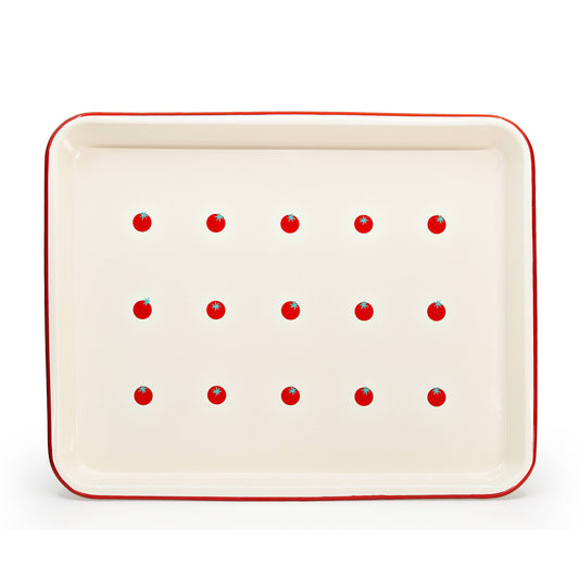 Dan Pelosi x CCH Tomato Enamelware Large Jelly Roll Tray: Red Rim