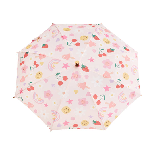 New! Limited Meri Meri Rainbow Stripes Kids Duck Umbrella: Pink