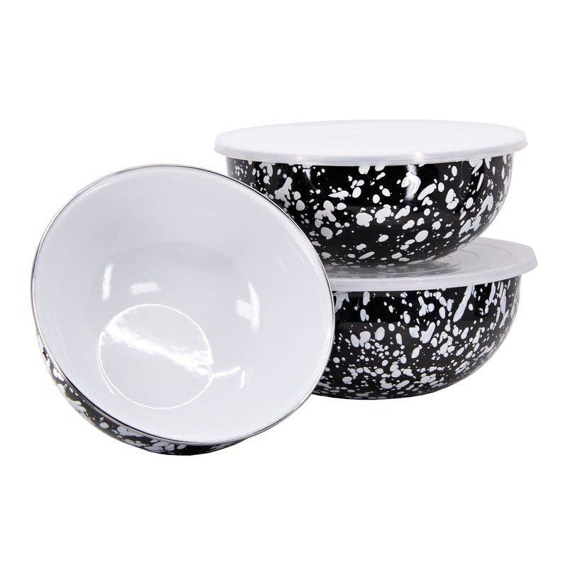 Golden Rabbit Enamelware Swirl Mixing Bowls: Ocean