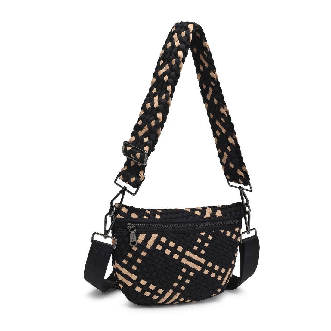 Ethereal - Woven Neoprene Crossbody: Black Nude