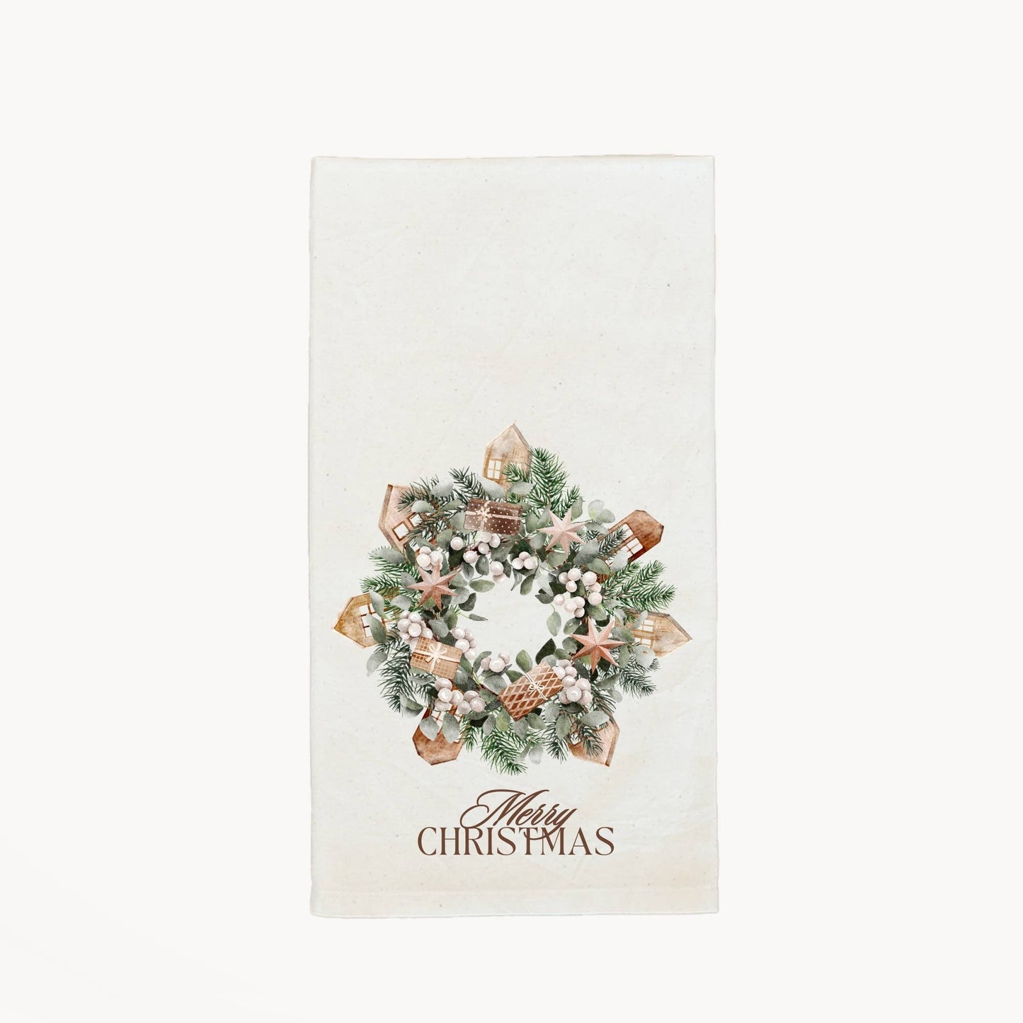 Handmade Cotton Tea Towel - Festive Christmas : 1. CAR WITH TREE