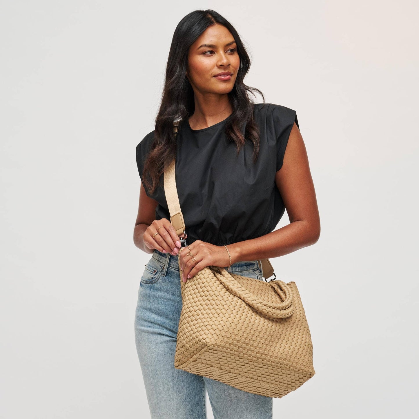 Sky's The Limit Medium Woven Neoprene Tote: Sand
