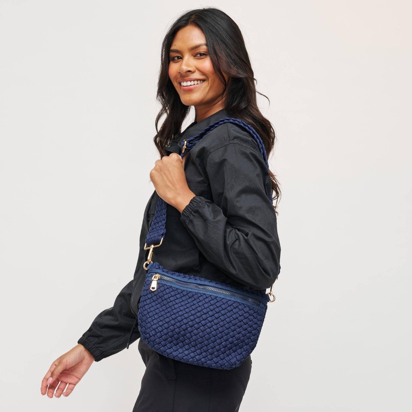 Ethereal   Woven Sustainable Crossbody: Navy