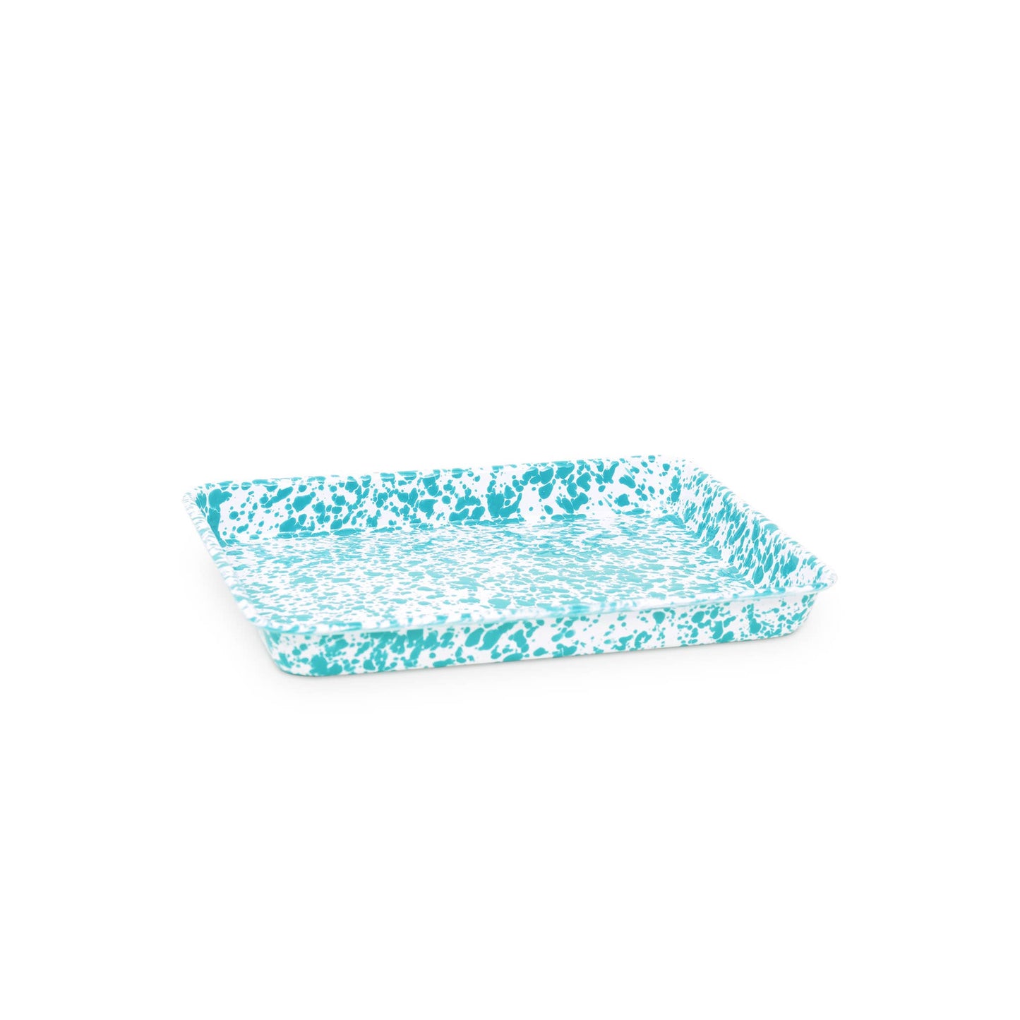 Splatter Enamelware Small Rectangular Tray: Blue