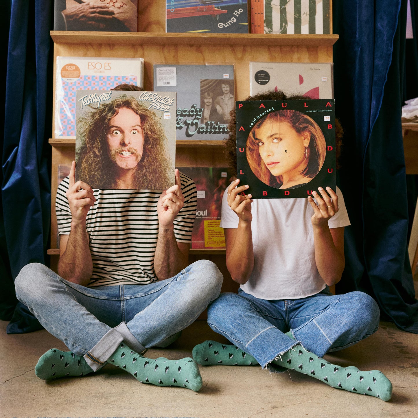 Socks that Support Music (Green Pianos): Medium