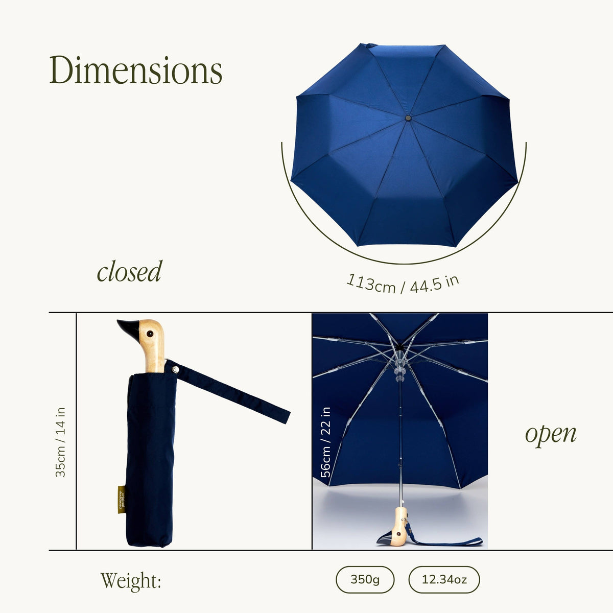Navy Compact Eco-Friendly Original Duckhead Umbrella