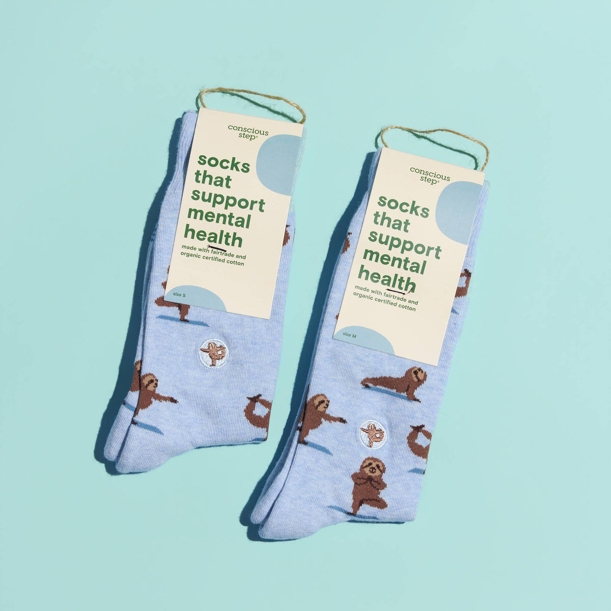 Socks that Support Mental Health | Blue Sloths: Medium