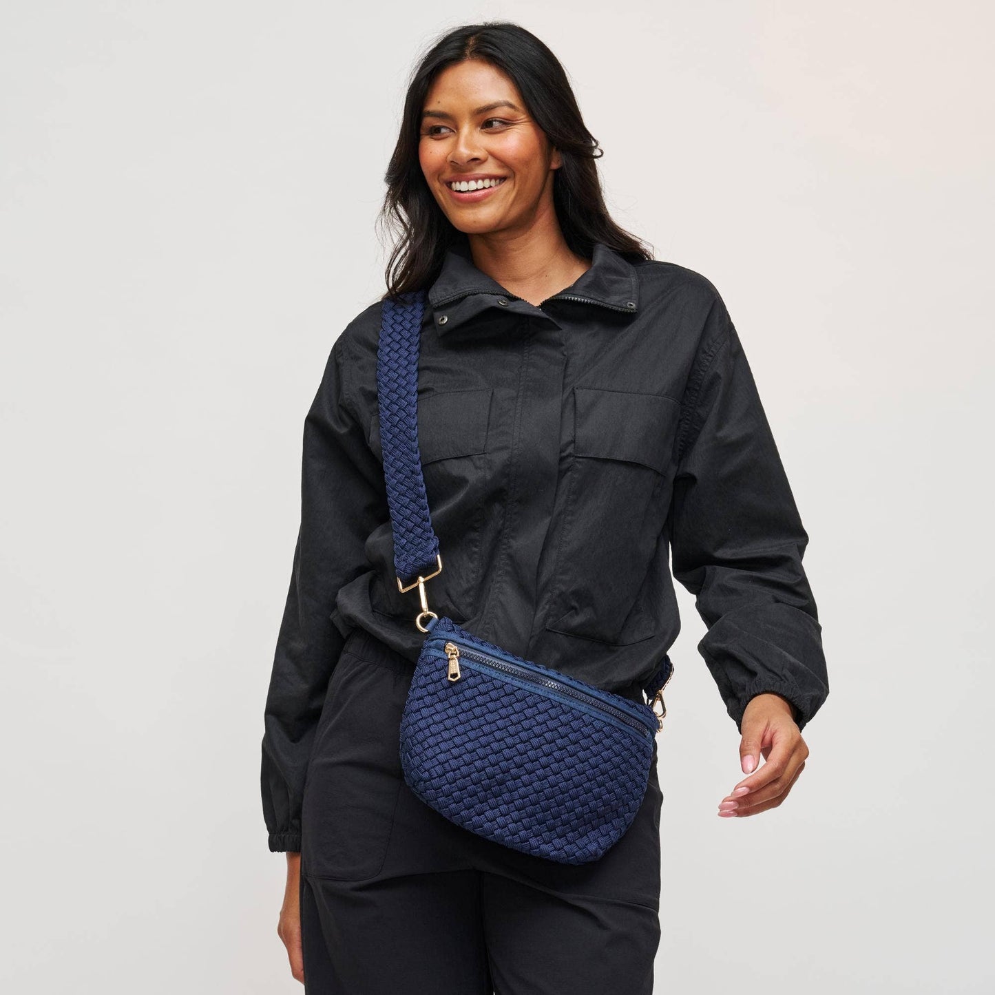 Ethereal   Woven Sustainable Crossbody: Navy