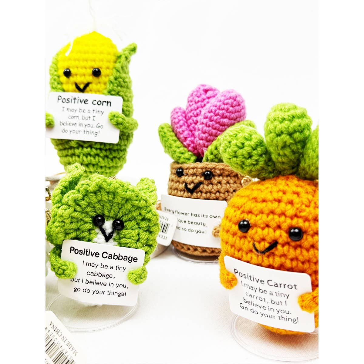 Positive Vegi and Plant Crochet Keychain : ASSORTED COLOR / ONE(12)