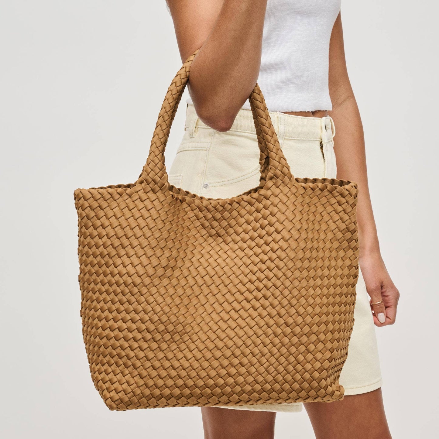 Sky's The Limit Medium Woven Neoprene Tote: Sand