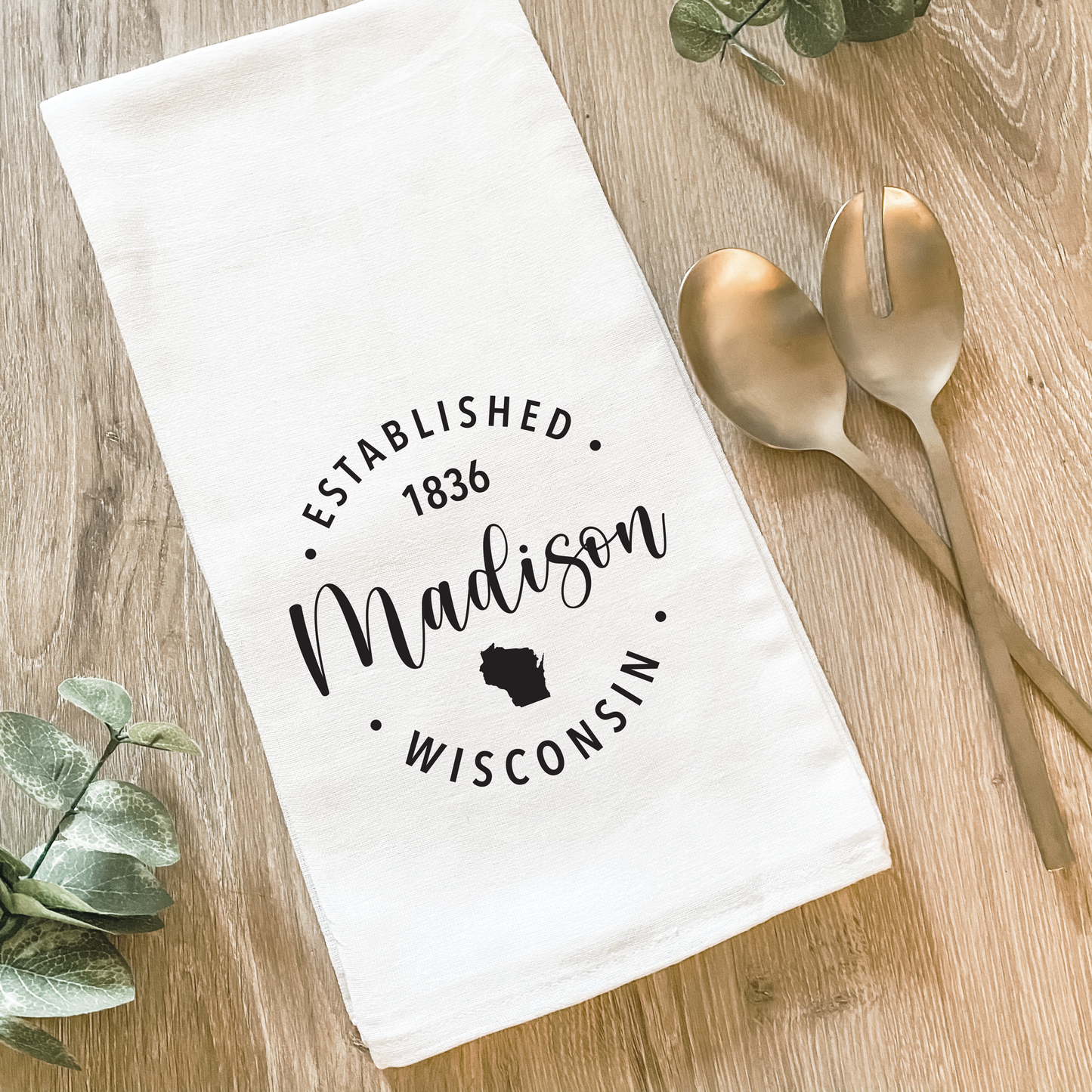 Custom City, State, Est. Date - Cotton Tea Towel