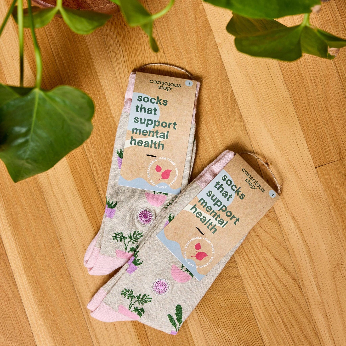Socks that Support Mental Health (Happy Houseplants): Medium
