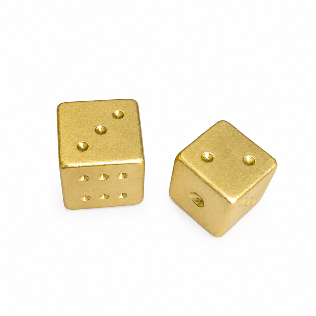 Gold and Silver Luxe Solid Metal Mahjong Dice Gift Ready: Gold