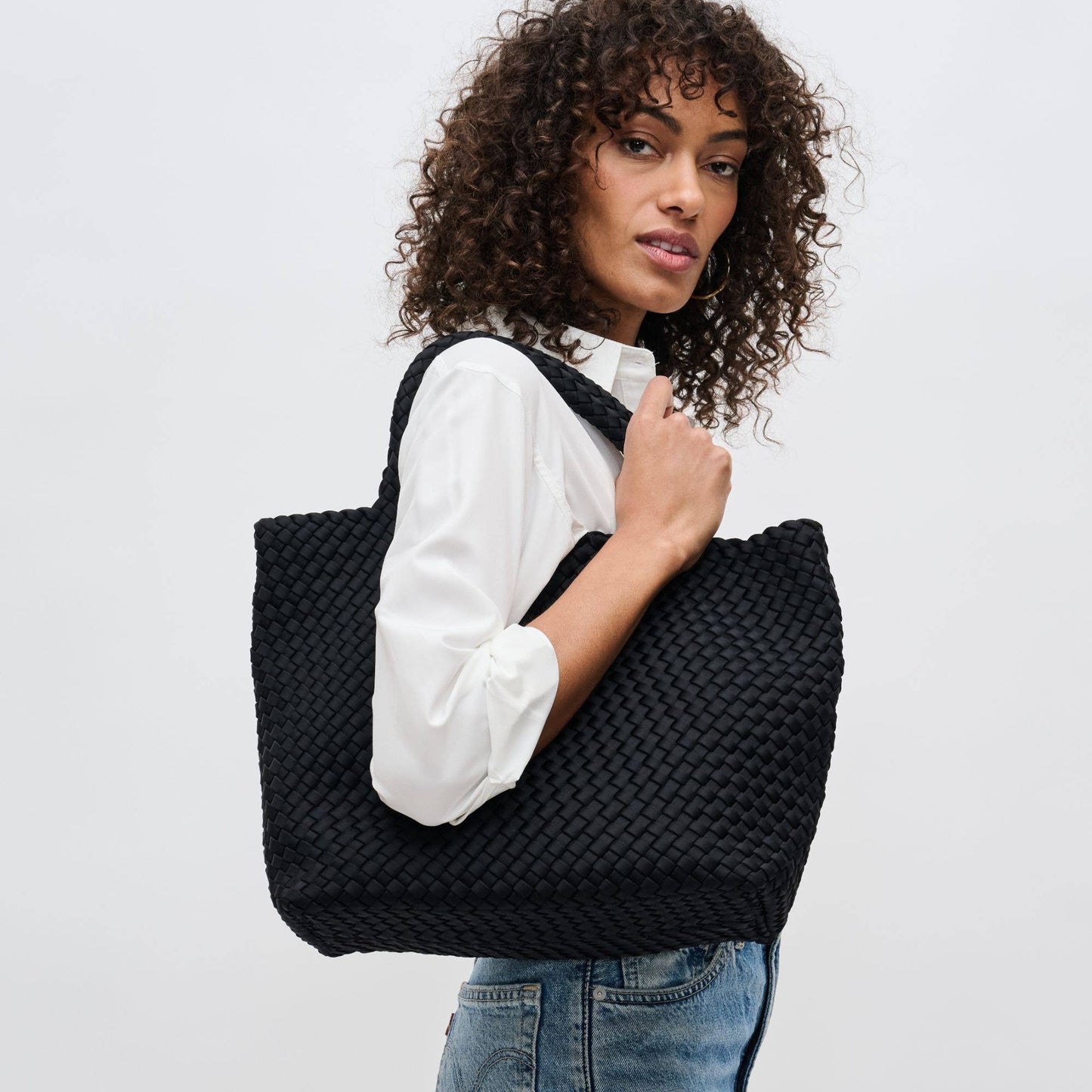 Sky's The Limit Medium Woven Neoprene Tote: Black