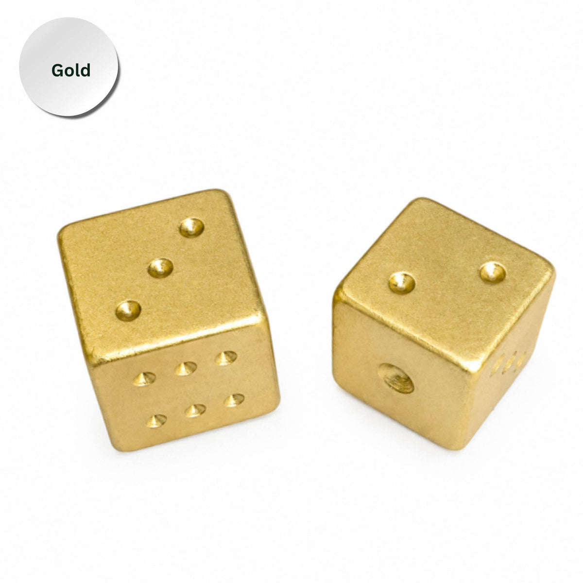 Gold and Silver Luxe Solid Metal Mahjong Dice Gift Ready: Gold
