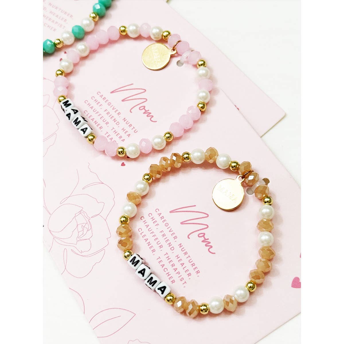 Mix Beads MAMA Inpirational Bracelet: MIX COLOR / ONE(12)