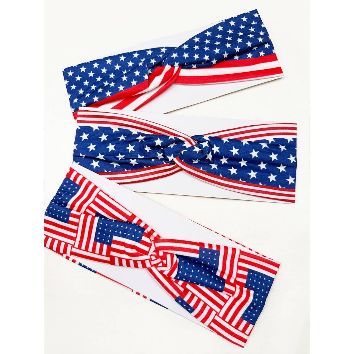 USA Flag American Patriotic Twisted  Head wrap: MIX COLOR / ONE(12)