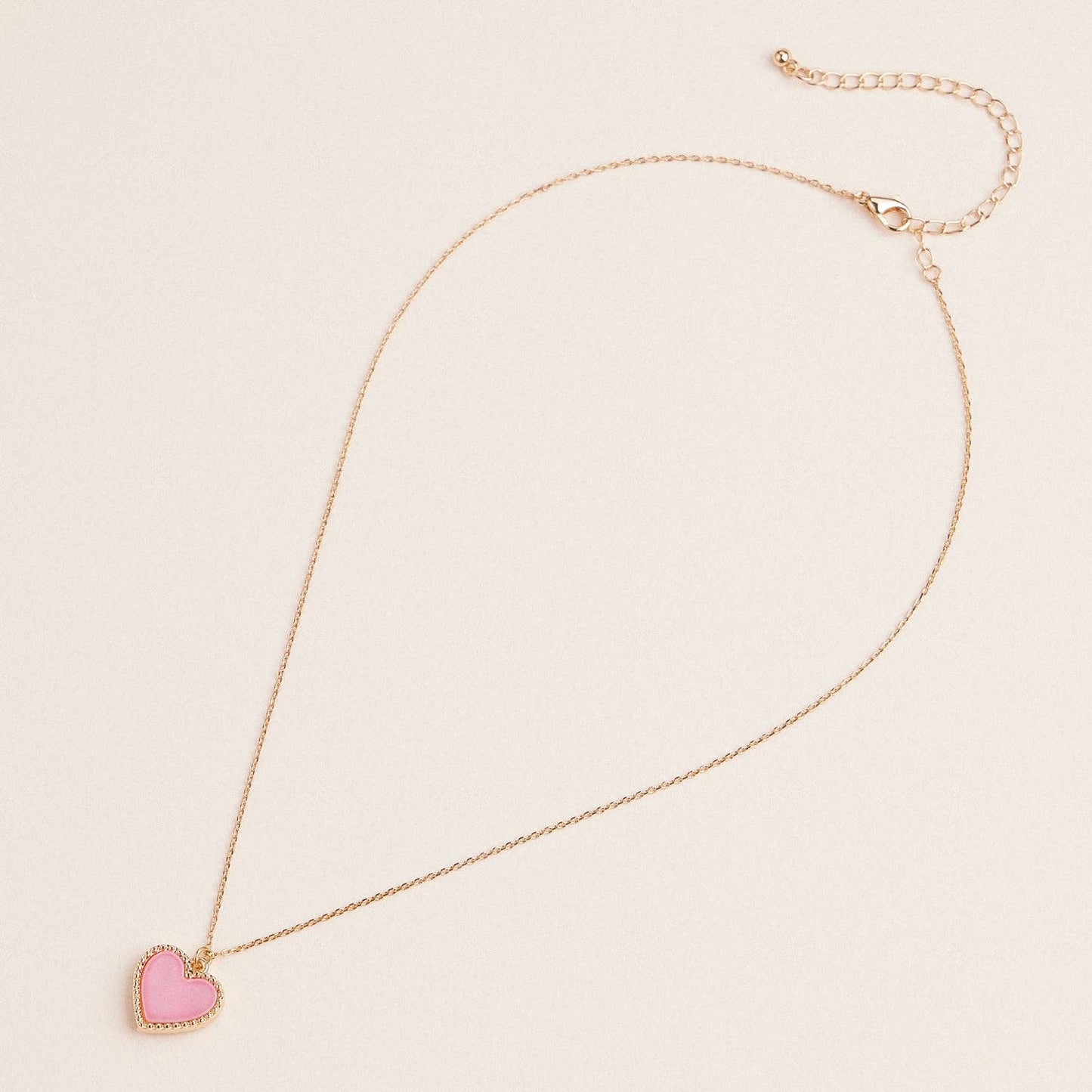 Gold Heart Pendant Necklace with Enamel and Crystal Charm: Black