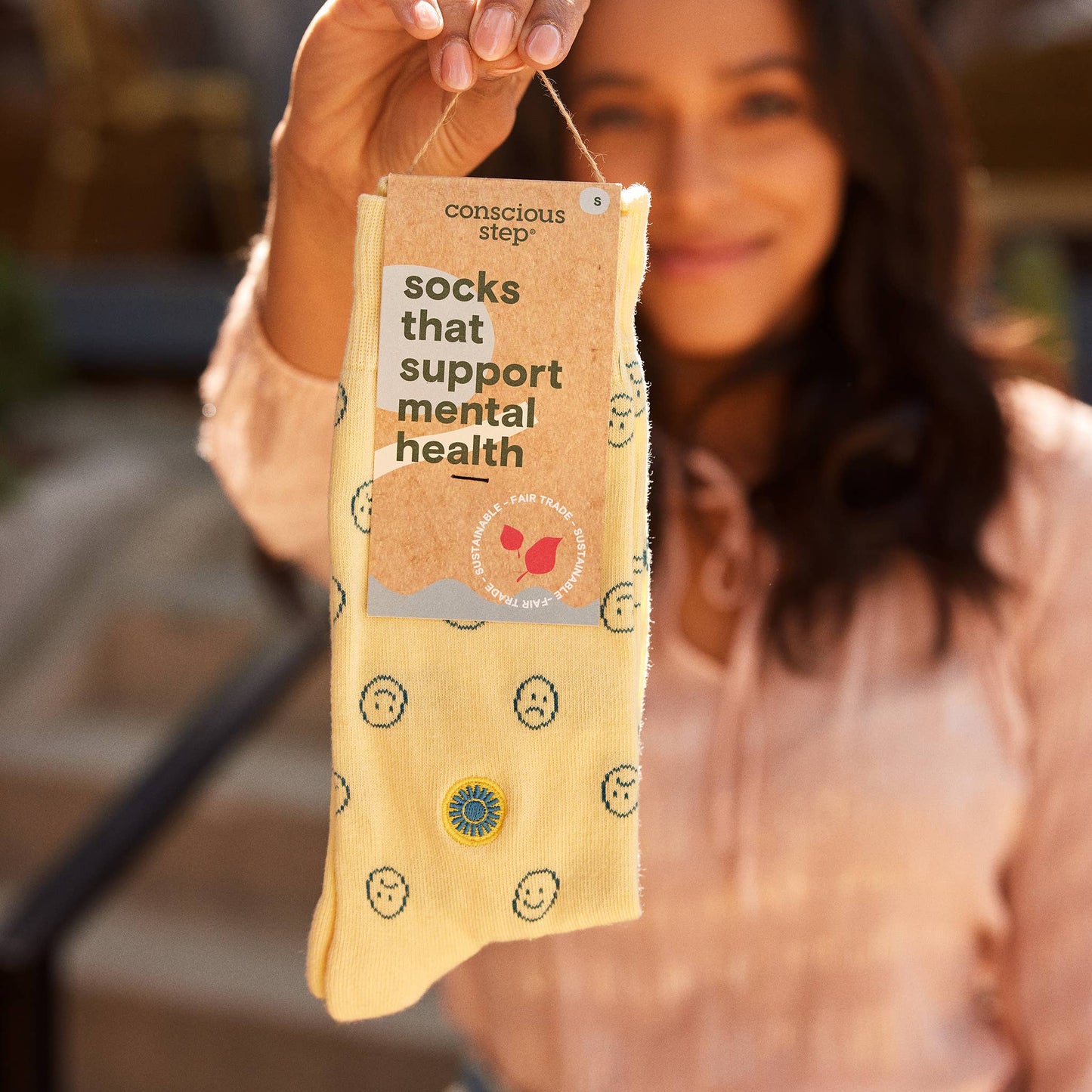 Socks that Support Mental Health (Smiley Faces): Medium
