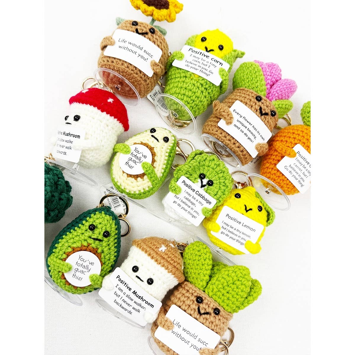 Positive Vegi and Plant Crochet Keychain : ASSORTED COLOR / ONE(12)