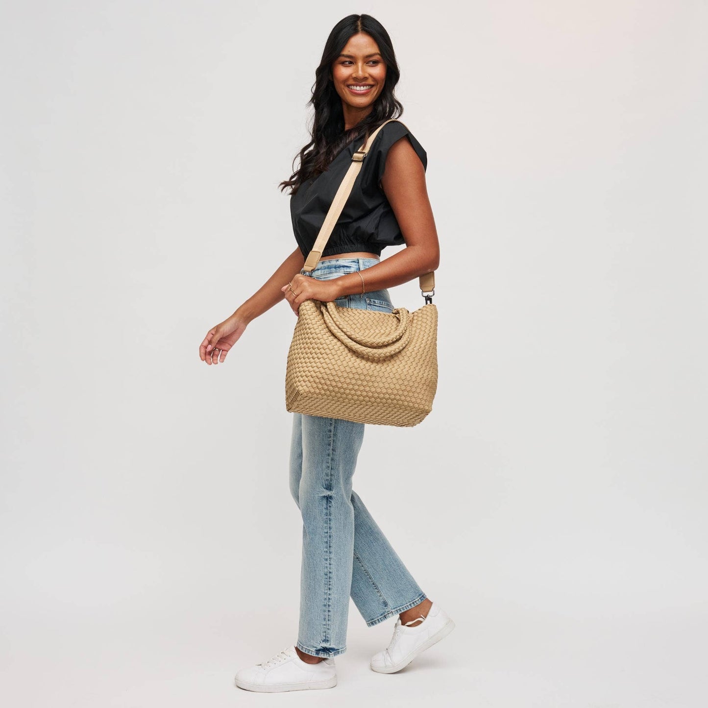 Sky's The Limit Medium Woven Neoprene Tote: Black