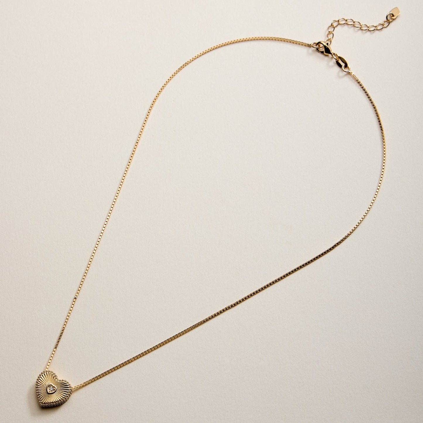 Gold Filled Heart Locket Necklace with Cubic Zirconia Accent: GD / ONE