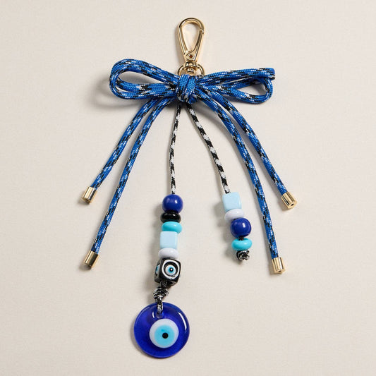Blue Evil Eye Beaded Keychain Charm: MT / ONE