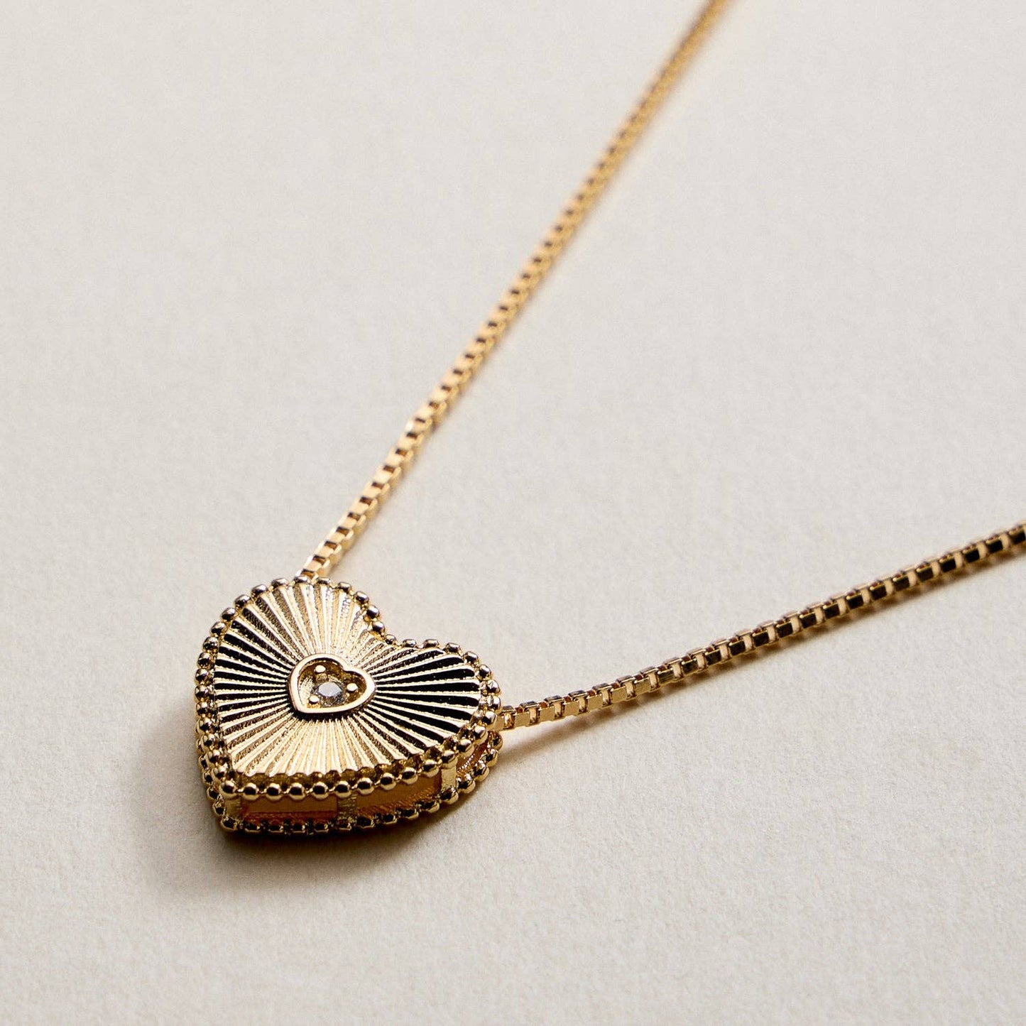 Gold Filled Heart Locket Necklace with Cubic Zirconia Accent: GD / ONE