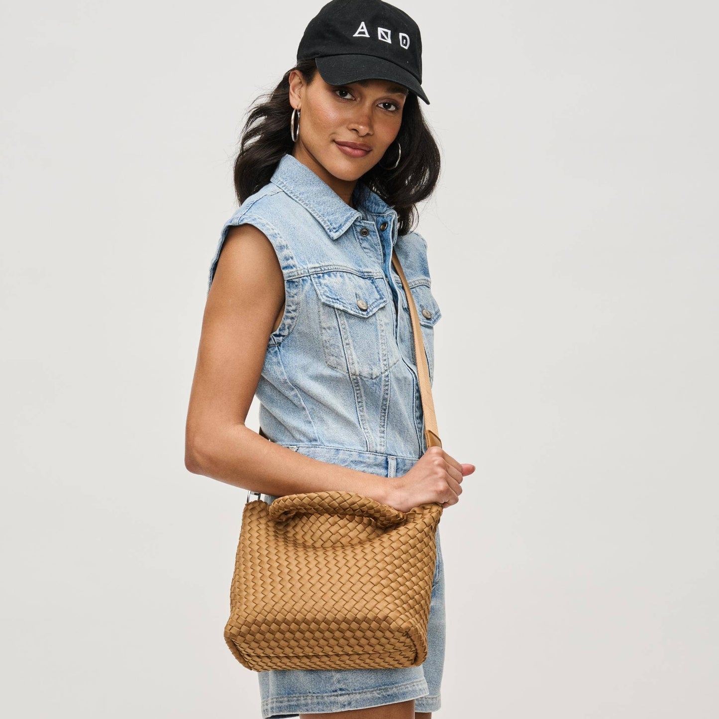 Sky's The Limit Small Woven Neoprene Crossbody: Sand