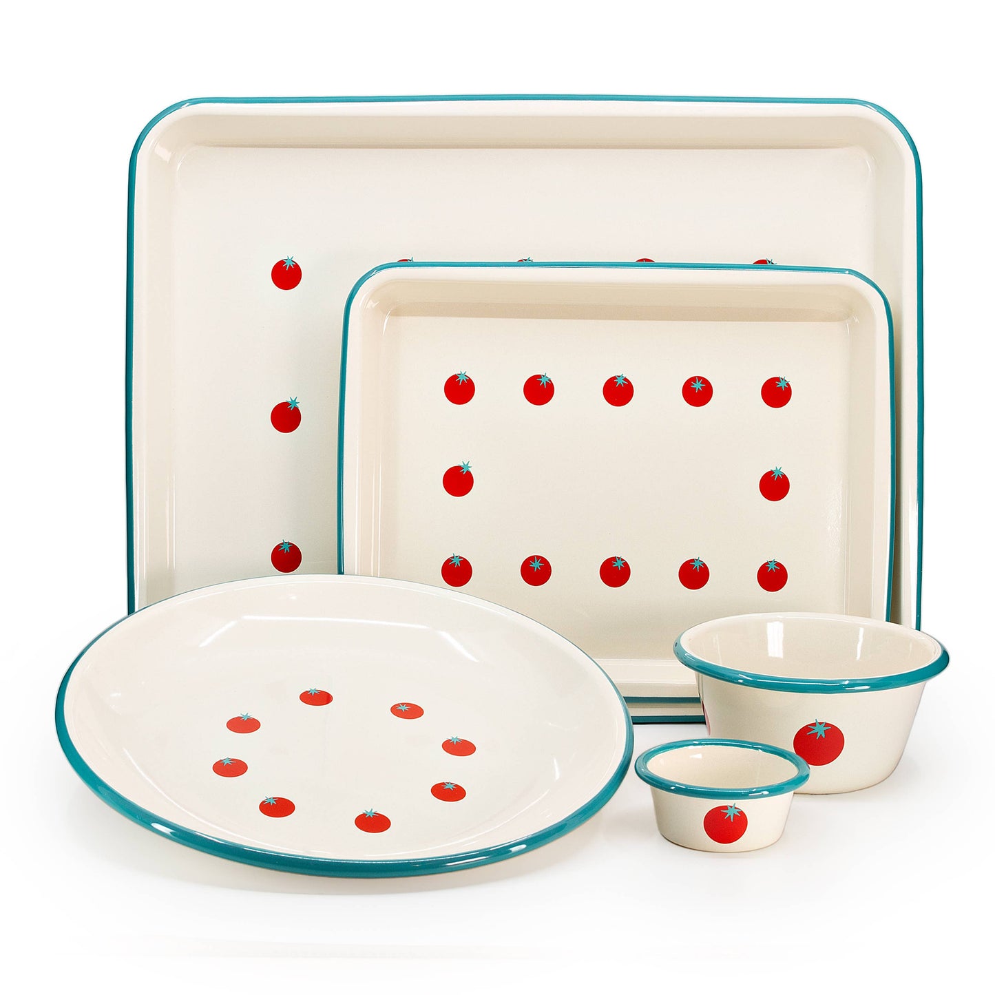 Dan Pelosi x CCH Tomato Enamelware Large Jelly Roll Tray: Red Rim