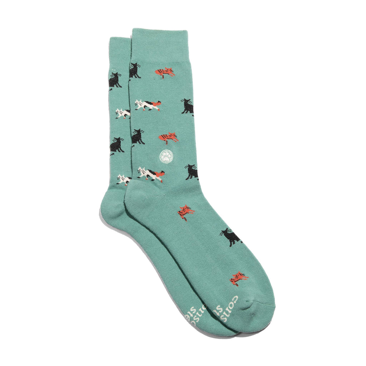 Socks that Save Cats | Teal Cats - Gifts for Cat People: Medium