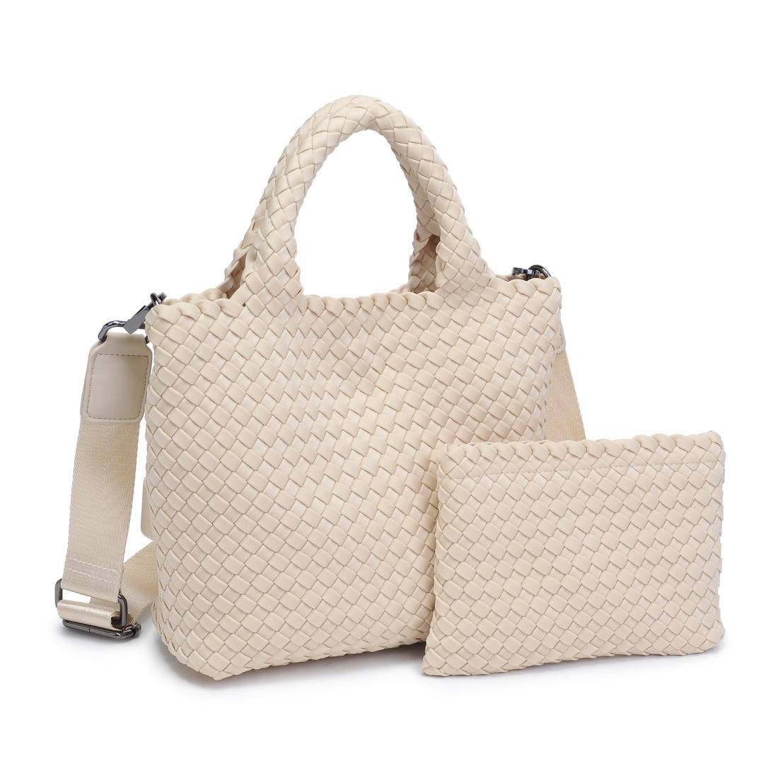 Sky's The Limit Small Woven Neoprene Crossbody: Cream
