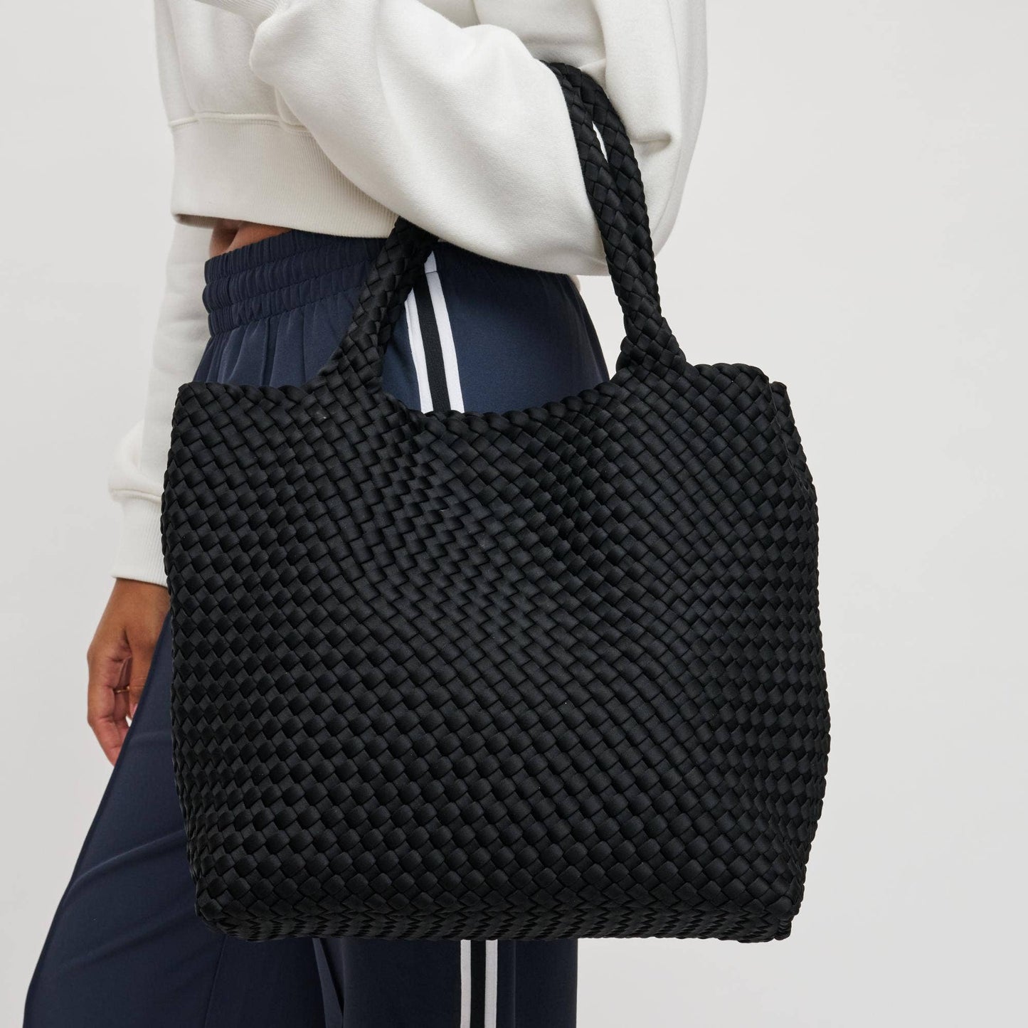 Sky's The Limit Medium Woven Neoprene Tote: Black