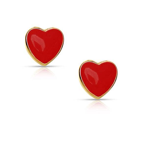 Heart Stud Earrings: Red
