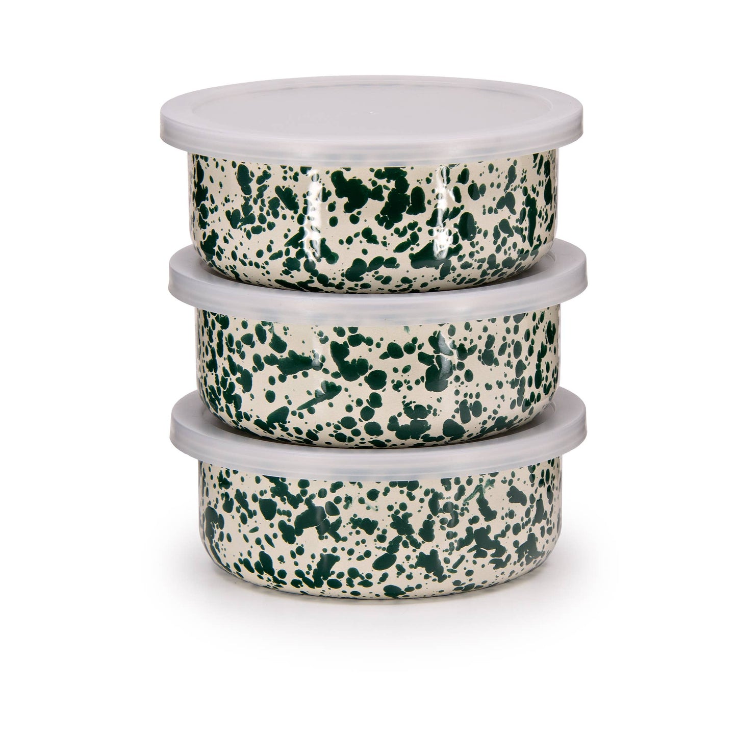 Splatter Enamelware 3-pc Storage Bowl Set: Burgundy & Cream