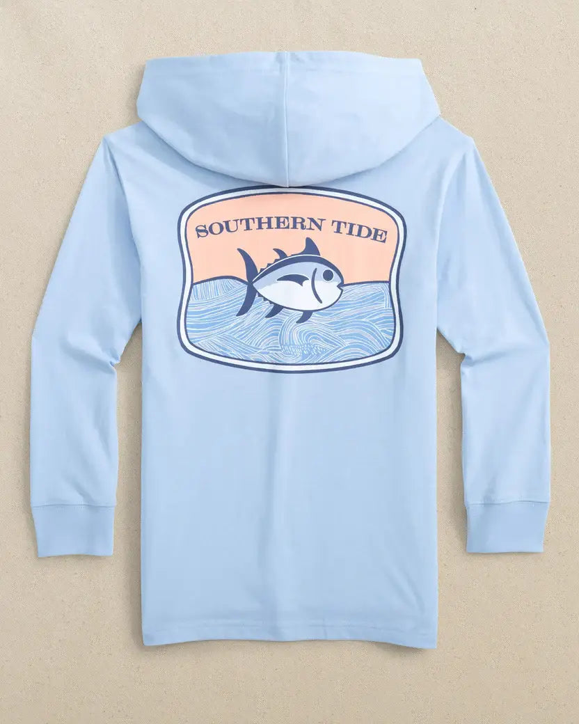Y LS SJ Beach Badge Hoodie Tee: Cerulean - 3291 / L