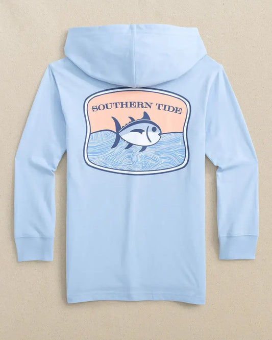 Y LS SJ Beach Badge Hoodie Tee: Cerulean - 3291 / L