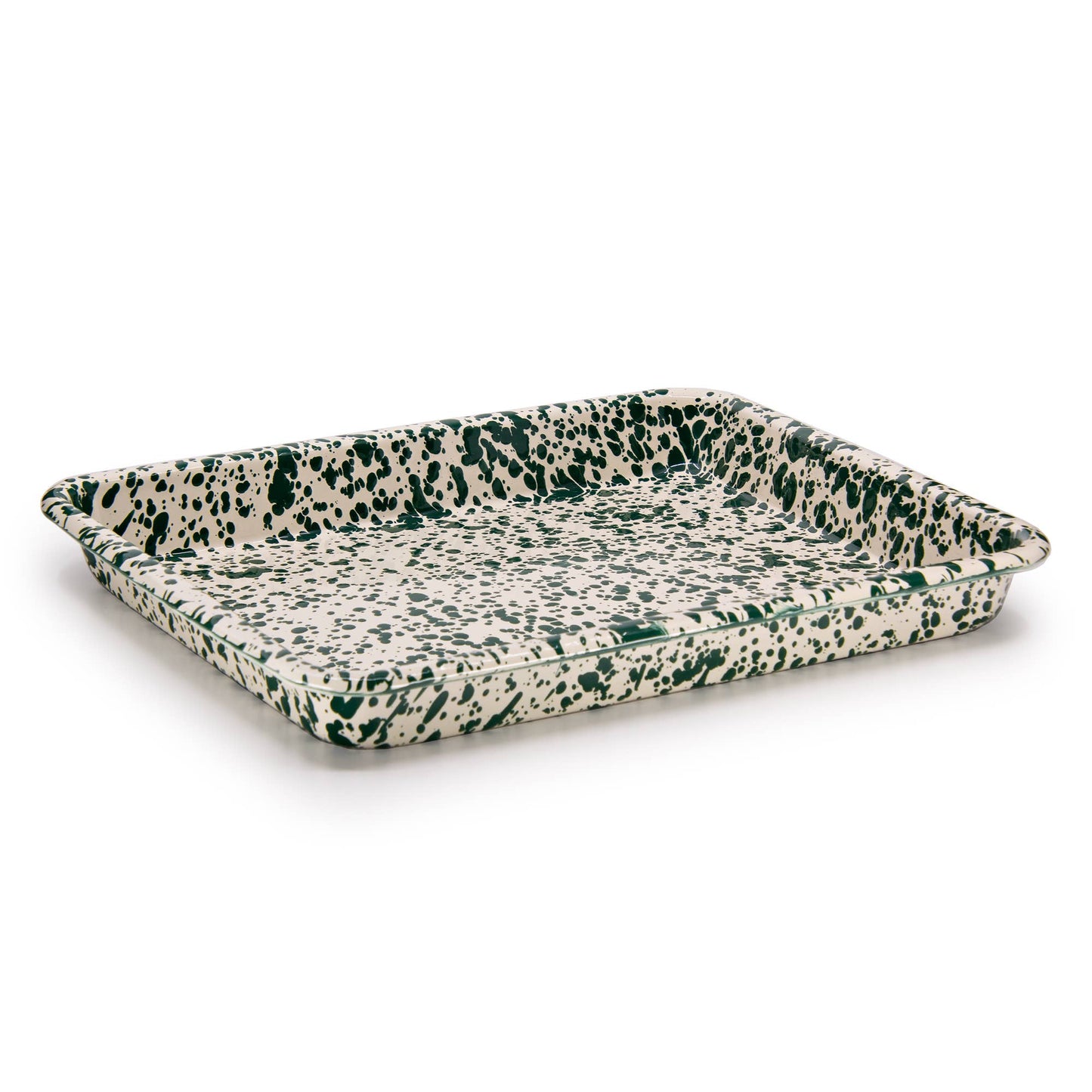 Splatter Enamelware Small Rectangular Tray: Blue